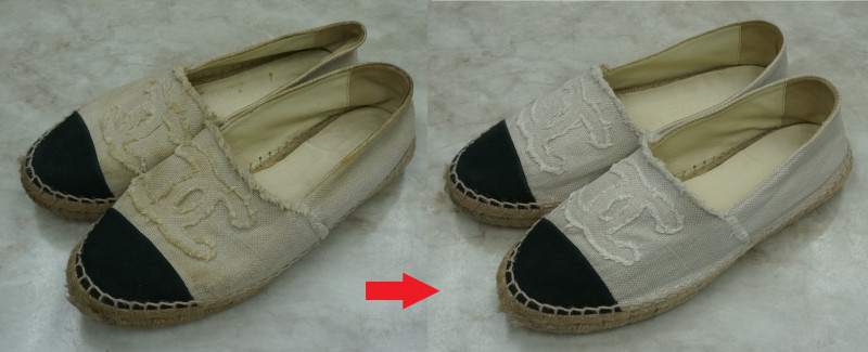 CHANEL canvas Espadrilles cleaning remove stains 5